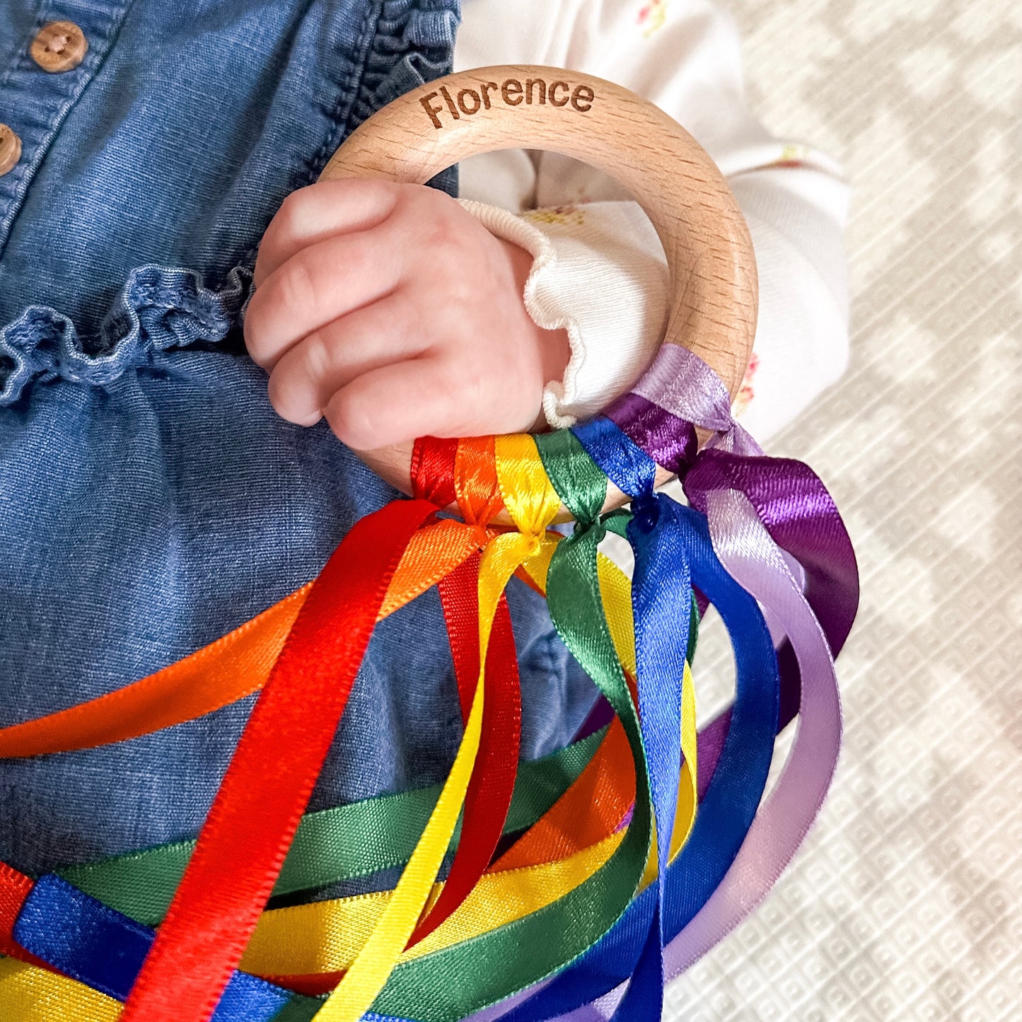 Personalised Ribbon Ring | Rainbow