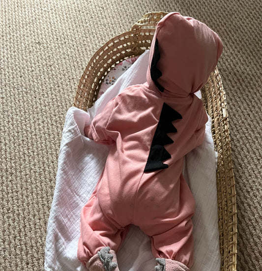 Pink Dinosaur Hooded Onesie