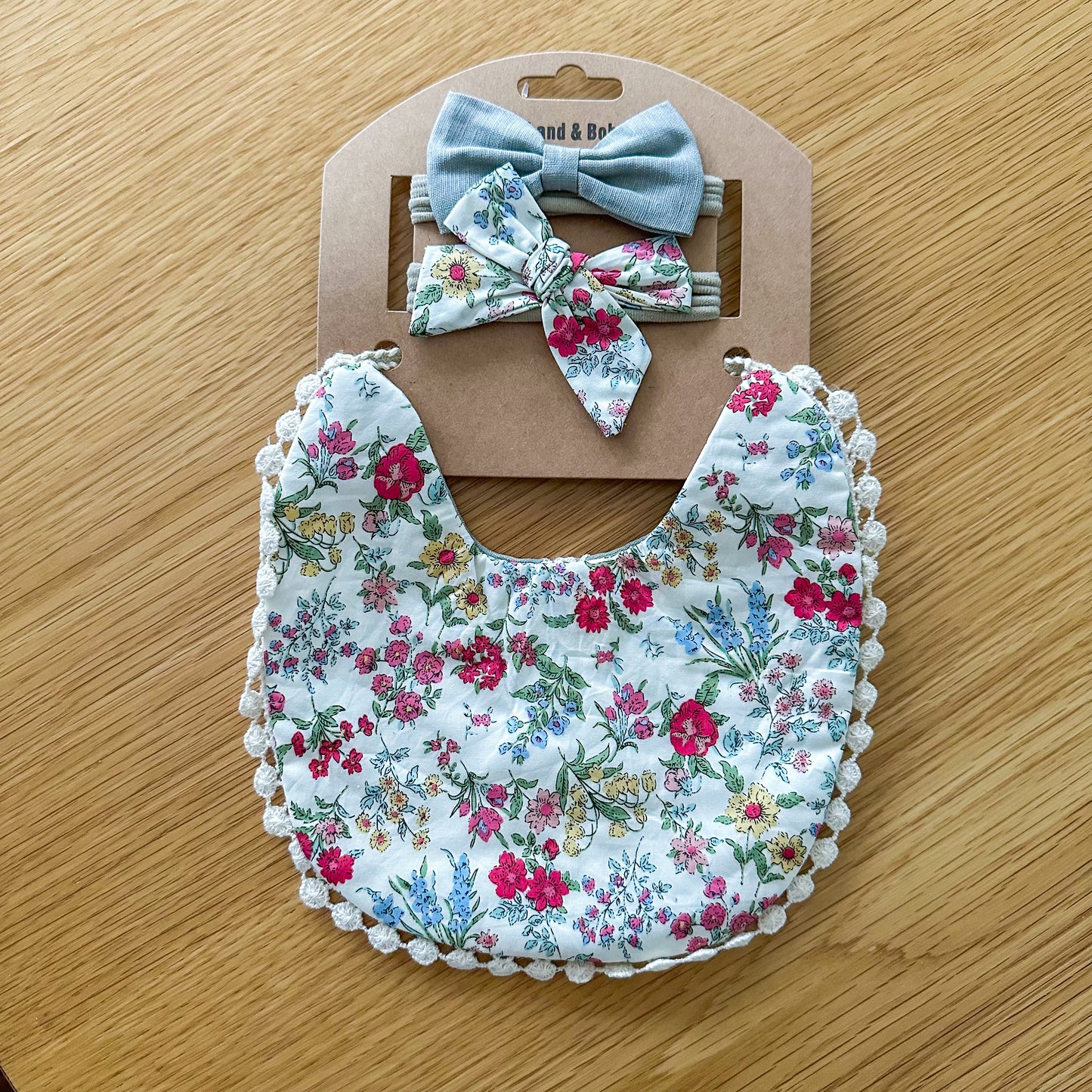 Vintage Style Bib and Headbands - Floral Pattern