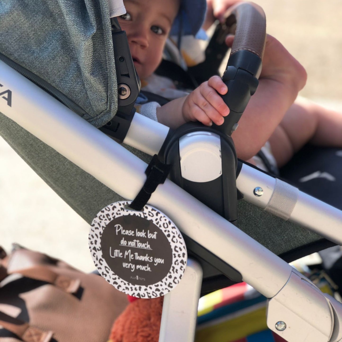 Pram Tag | Please Don't Touch Baby Sign | Germ Tag | Leopard Print