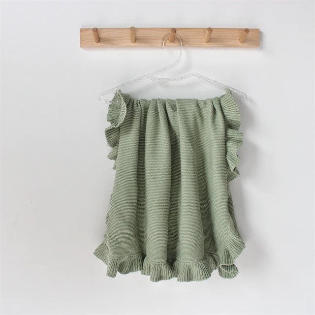 Ruffle Edge Blanket | Sage