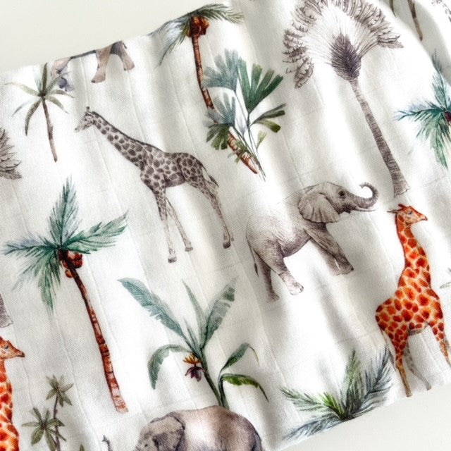 2 Pack Light Safari Muslin Swaddles