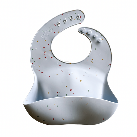 Silicone Feeding Bib | Confetti Powder Blue