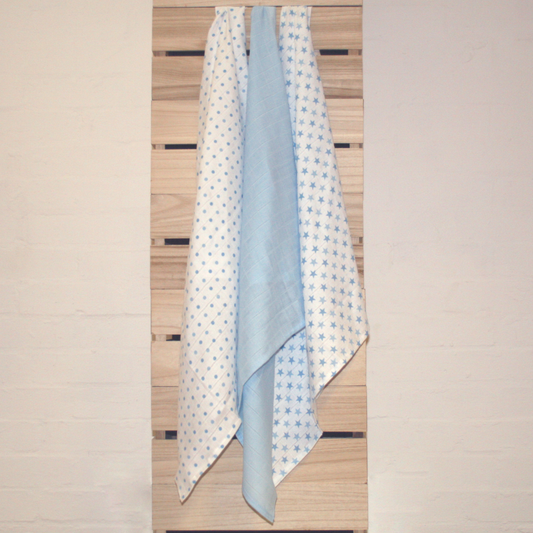 6 Pack Blue Star Muslin Squares