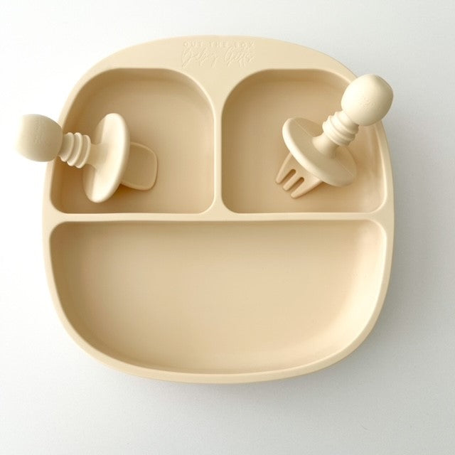 Silicone Plate & Cutlery Set | Cream
