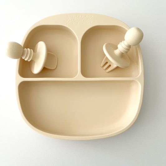 Silicone Plate & Cutlery Set | Cream