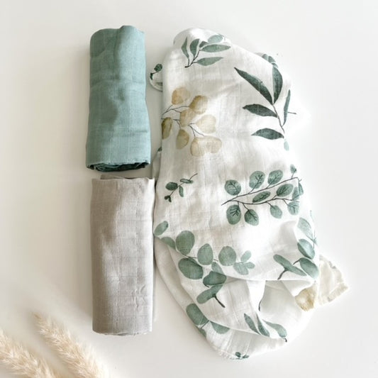 Set of 3 Muslins - Eucalyptus