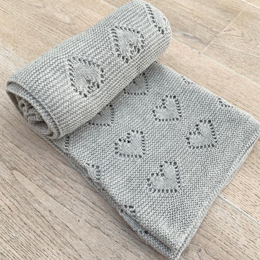 Heart Cellular Blanket - Grey