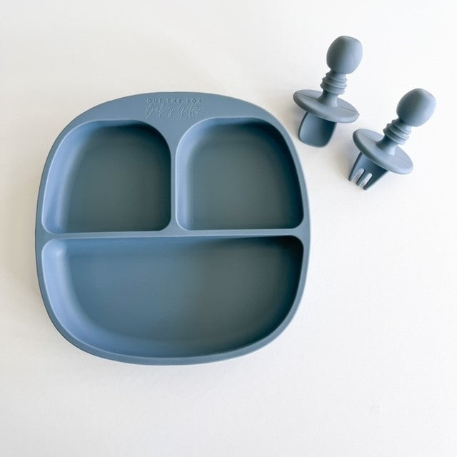 Silicone Plate & Cutlery Set | Grey