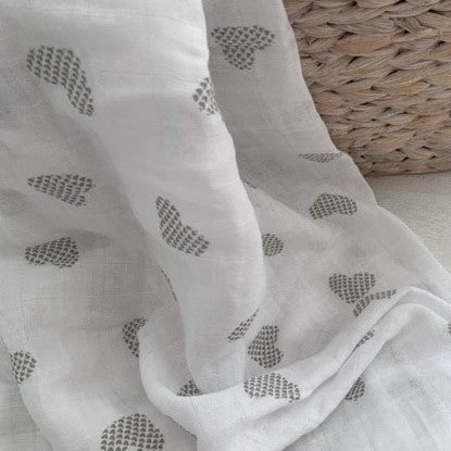 Heart Print Muslin Swaddle