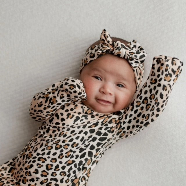 Leopard print baby store sleepsuit