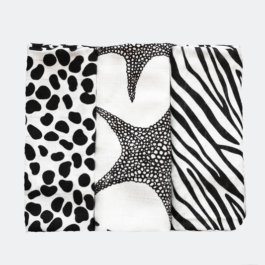 Etta Loves | 3 Pack Muslins - Animal 0-4m