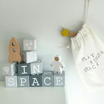 Space & Beyond Wooden Play, Build & Stack Blocks