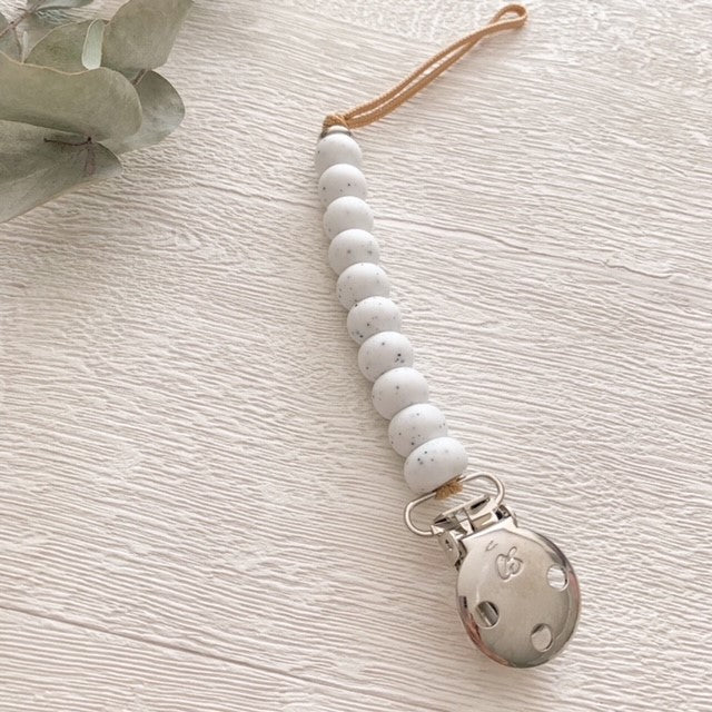 Speckled White Luxe Dummy Clip