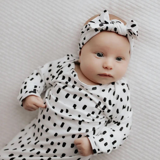 Knotted Gown & Headwear Set | Spotty Print