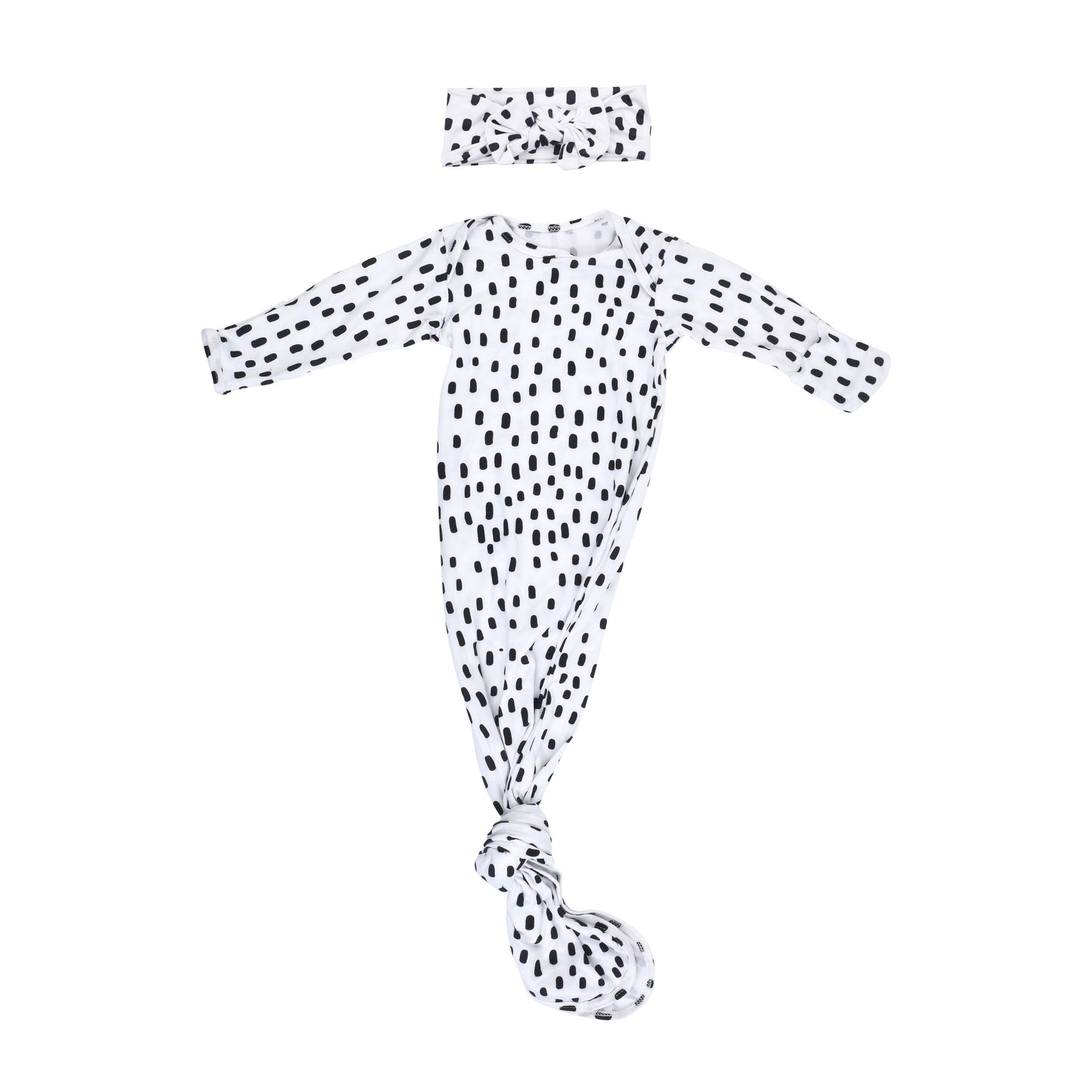 Knotted Gown & Headwear Set | Spotty Print
