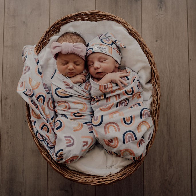 Sunset Rainbow | Baby Jersey Wrap & Beanie Set