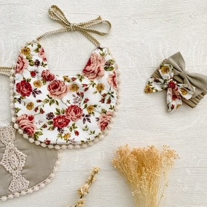 Vintage Style Bib and Headbands - Floral
