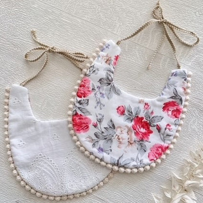 Vintage Style Bib - Pink & Grey