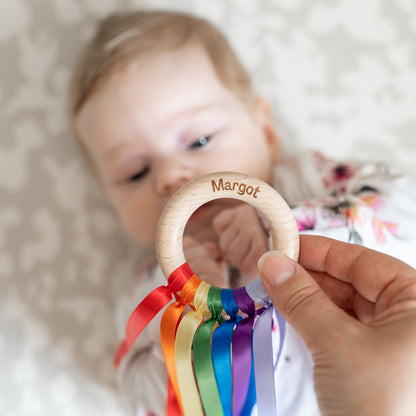 Personalised Ribbon Ring | Rainbow
