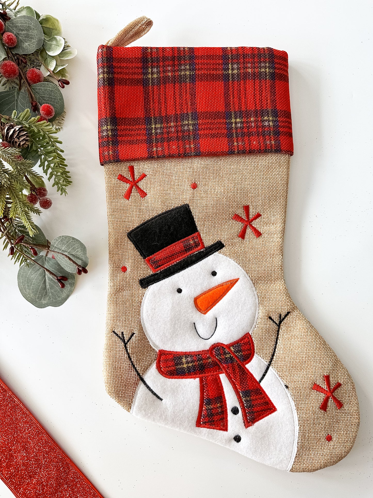 Personalised Tartan Hessian Christmas Stocking