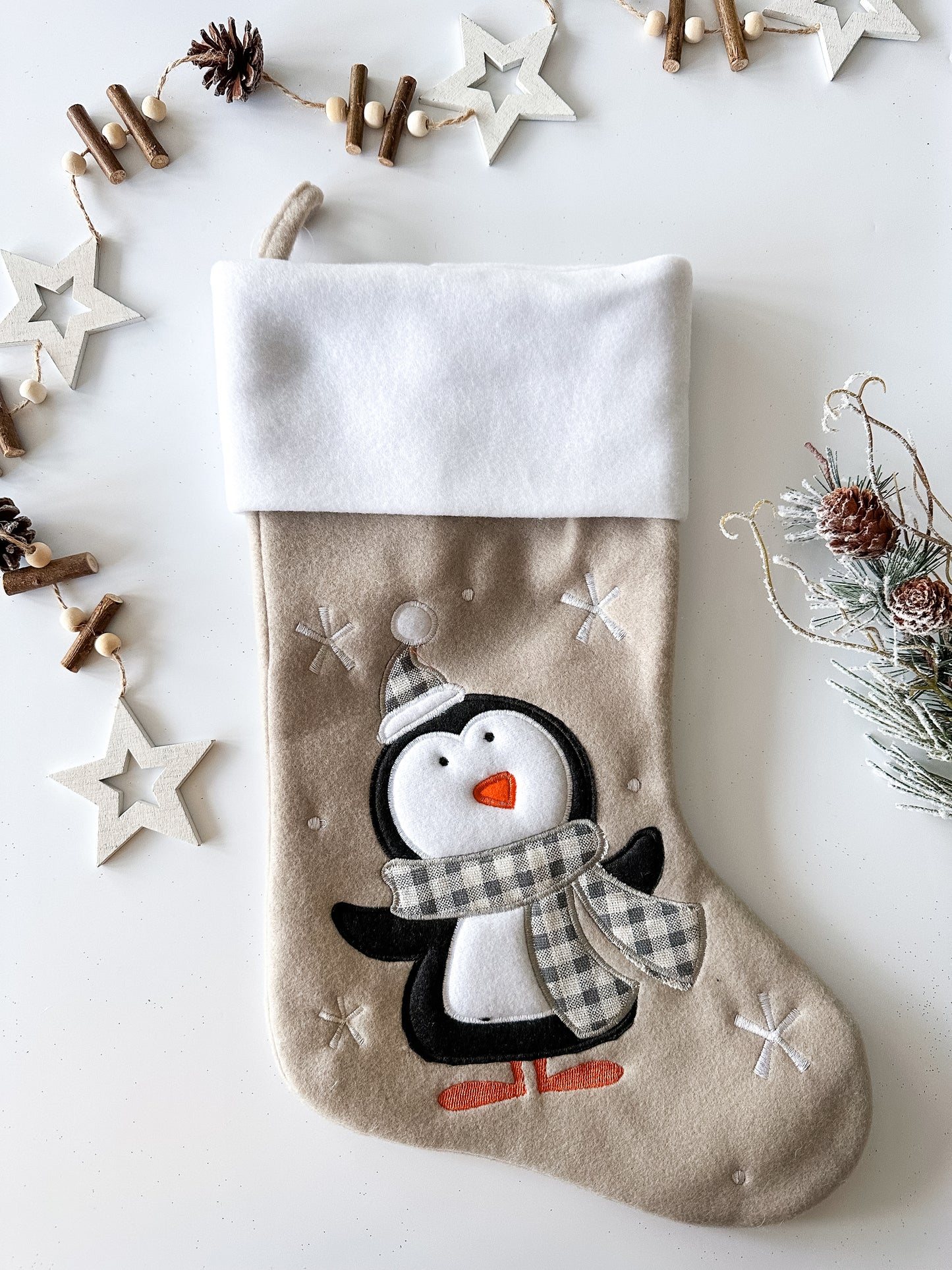 Personalised White Top Christmas Stocking