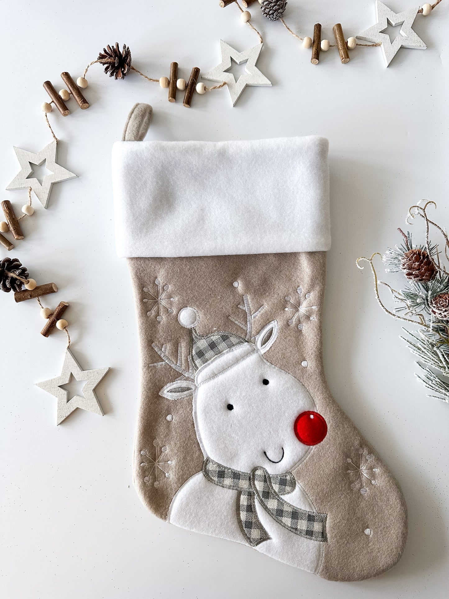 Personalised White Top Christmas Stocking