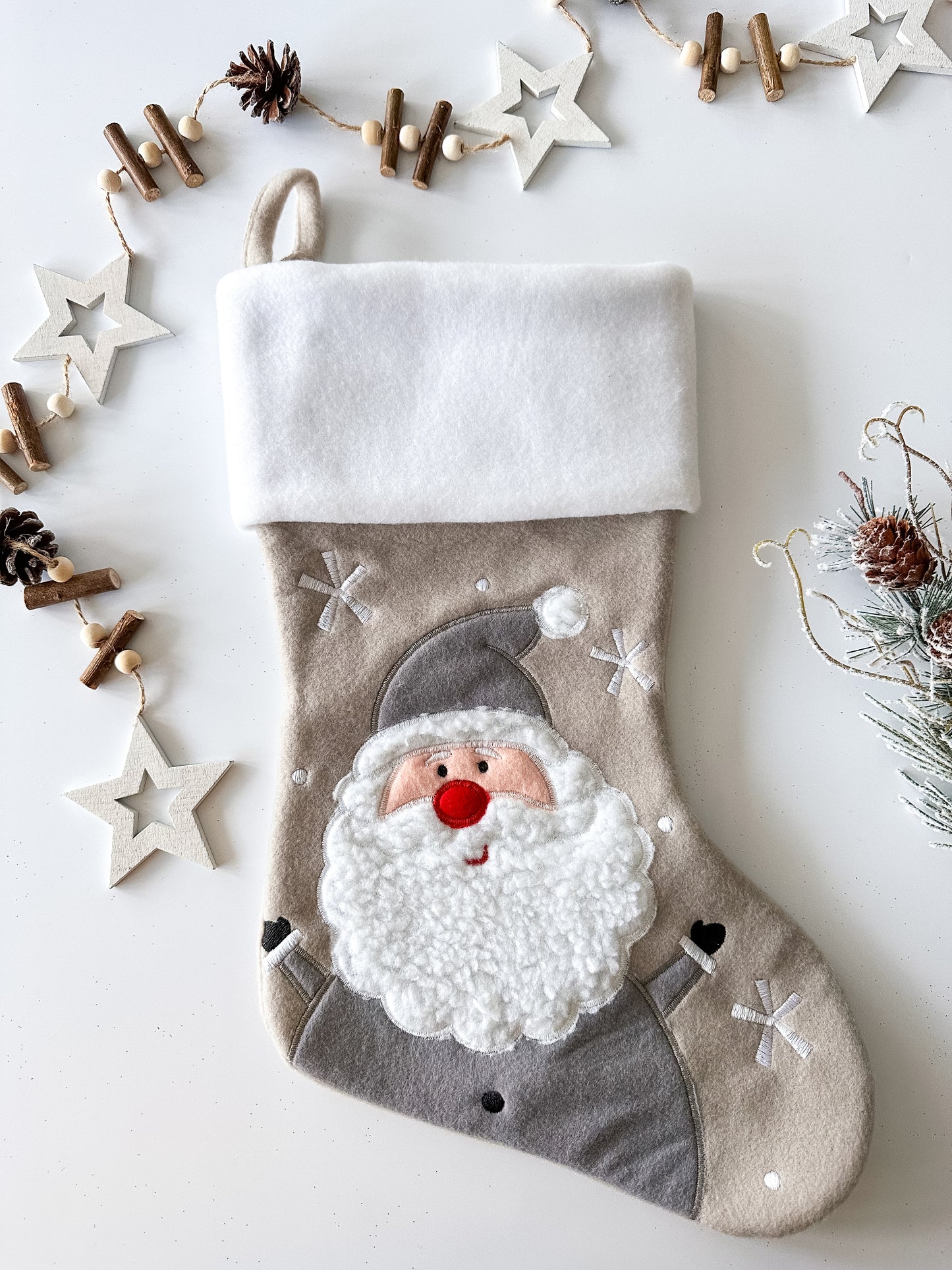 Personalised White Top Christmas Stocking