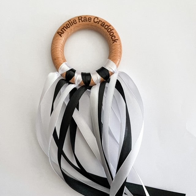 Personalised Ribbon Ring | Black & White