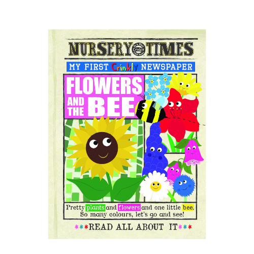 Flowers and The Bee - Crinkly Newspaper