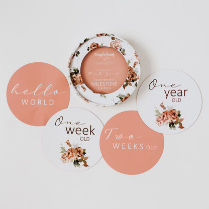 Rosebud & Pink Sand Reversible Milestone Cards