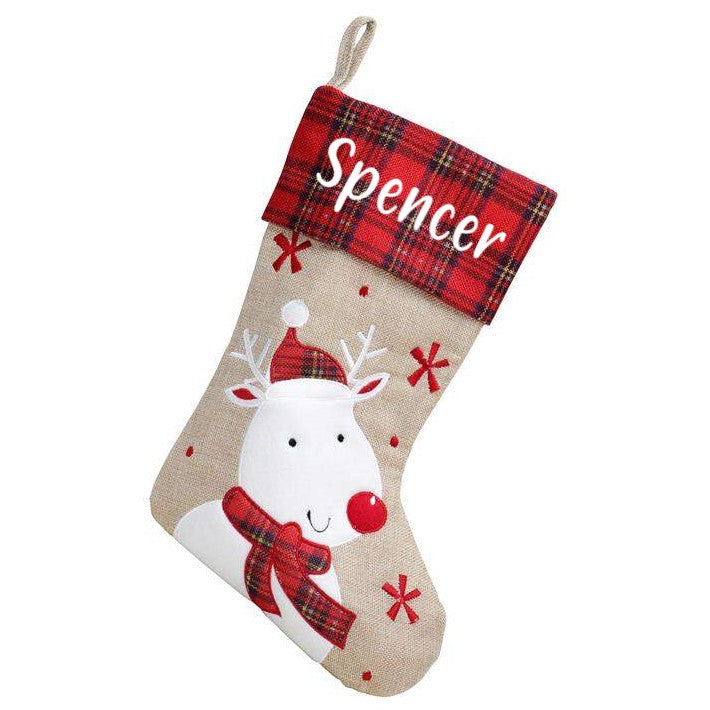 Personalised Tartan Hessian Christmas Stocking