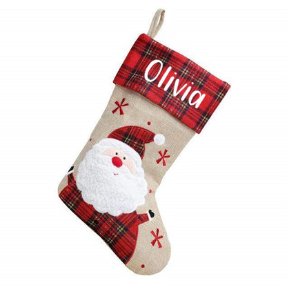 Personalised Tartan Hessian Christmas Stocking