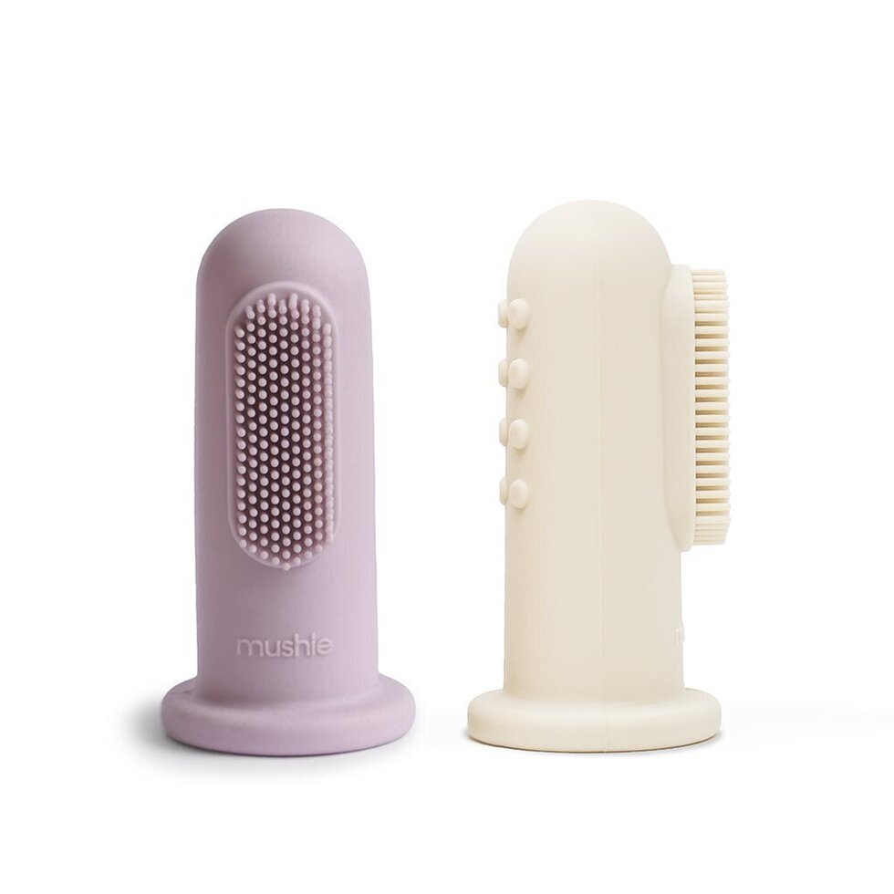 Mushie | Finger Toothbrush | Lilac & Ivory 2 Pack