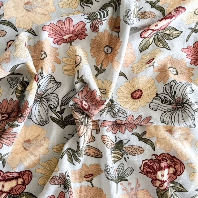 Bee & Floral Print Muslin