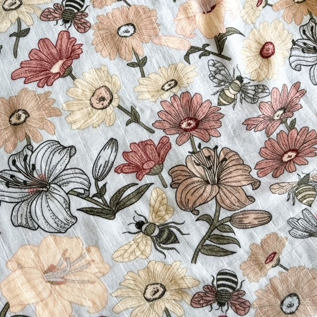 Bee & Floral Print Muslin