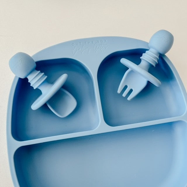 Silicone Plate & Cutlery Set | Bright Blue