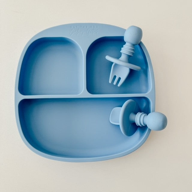 Silicone Plate & Cutlery Set | Bright Blue
