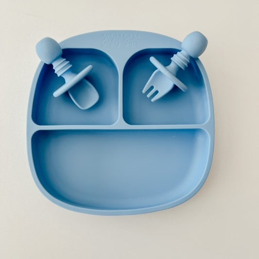 Silicone Plate & Cutlery Set | Bright Blue