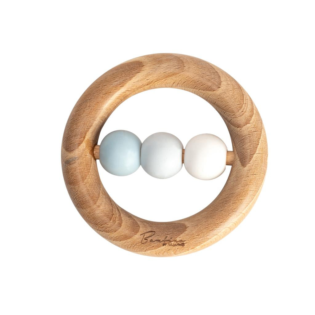 Wood & Silicone Teething Ring - Blue