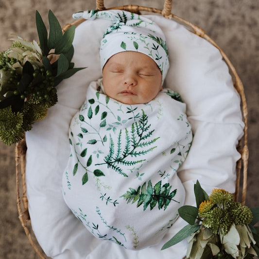 Enchanted I Baby Jersey Wrap & Beanie Set