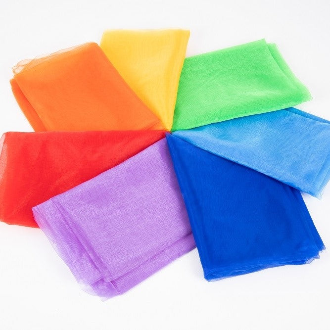 XL Rainbow Organza Fabric | Extra Large Sensory Scarf