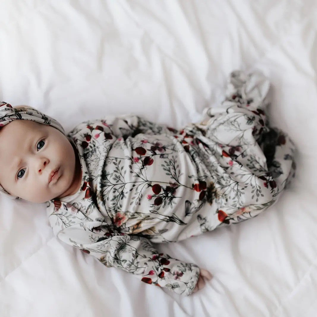 Floral knotted shop baby gown