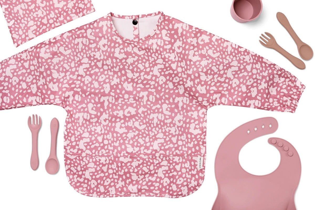 Long Sleeve Bib | Pink Leopard Print