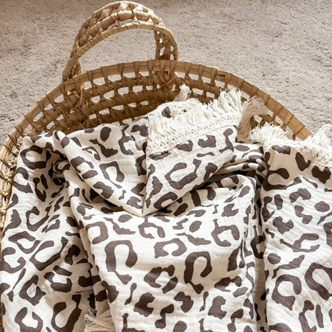 Leopard Print Fringe | Swaddle Blanket