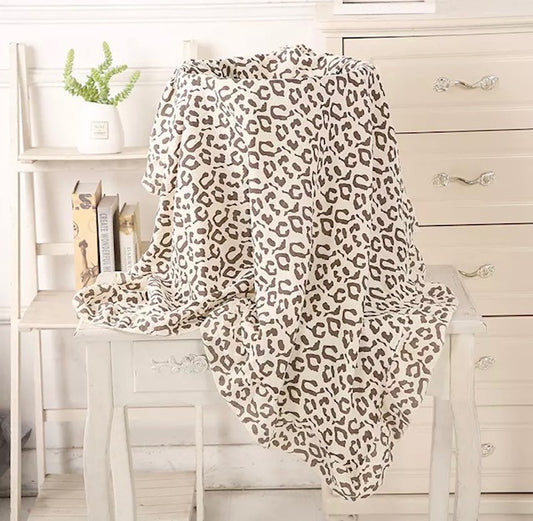 Ruffle Detail Muslin Blanket | Leopard