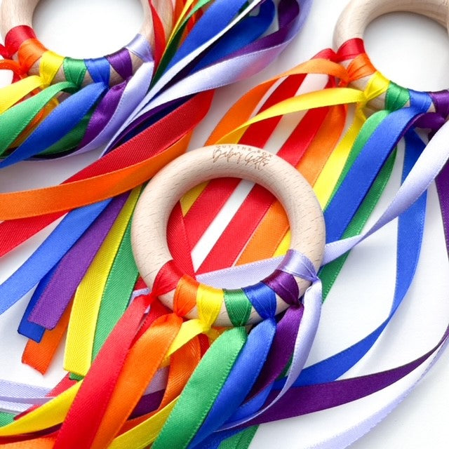 Rainbow and Black & White Ribbon Ring Combo | UKCA Tested