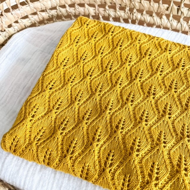 Knitted Cotton Blanket | Mustard