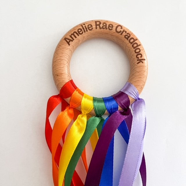 Personalised Ribbon Ring | Rainbow