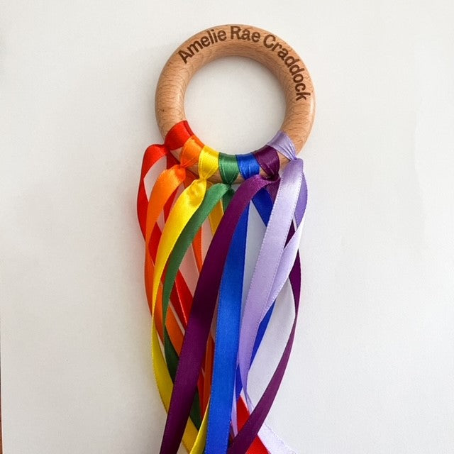 Personalised Ribbon Ring | Rainbow